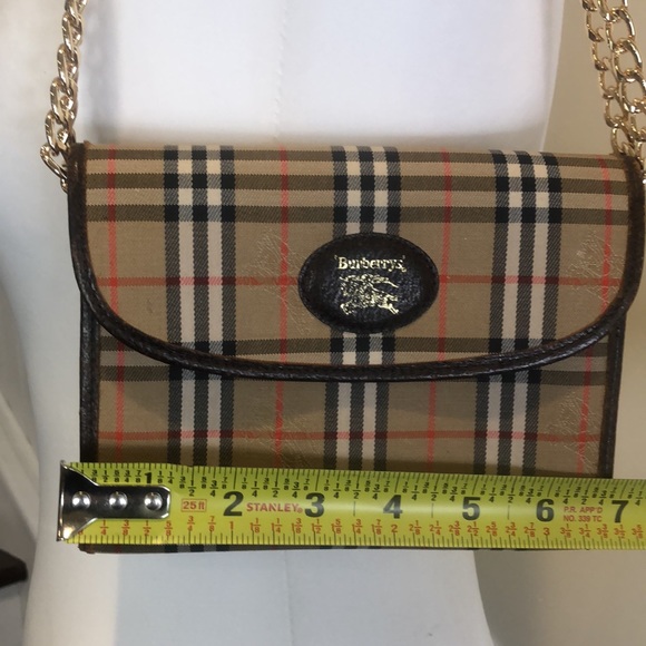 Vintage BURBERRYS Nova Check Plaid Clutch COMES WITH: Gold Link Shoulder Chain - Picture 10 of 11